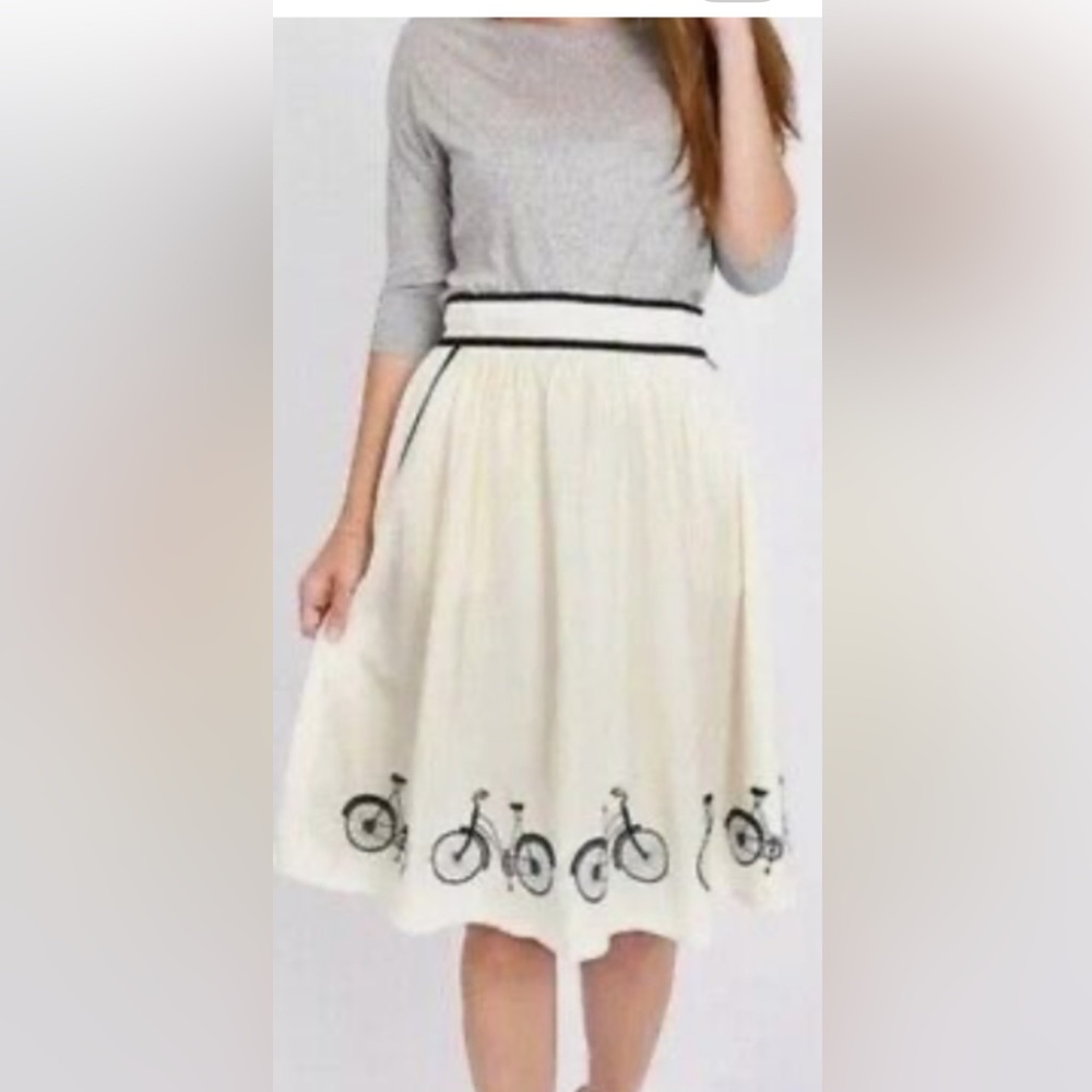 Women's Cream Bicycle Print Skirt